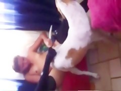 Mini pony fuck two woman